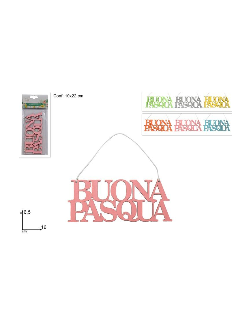 SCRITTA LEGNO BUONA PASQUA 16 centimetri