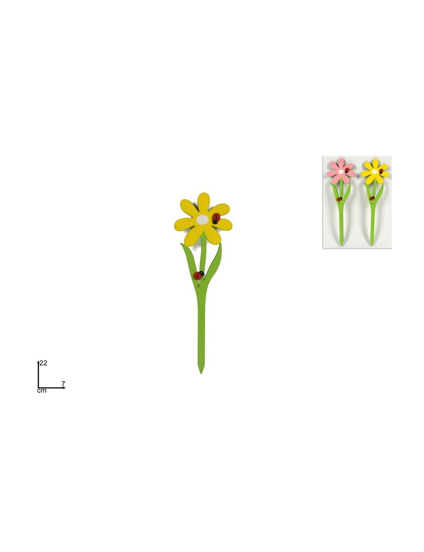 WOODEN FLOWER 22cm with LADYBUG