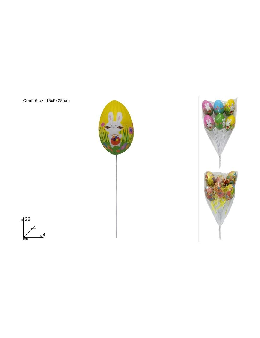 SPILLONE 22cm CON UOVO DECORATO 6 PEZZI