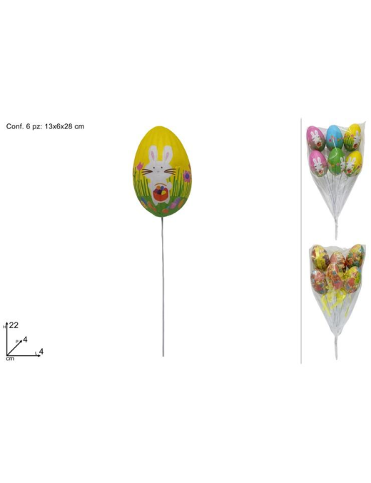 SPILLONE 22cm CON UOVO DECORATO 6 PEZZI