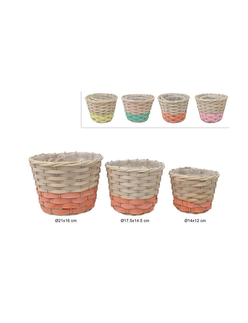CESTINO BICOLORE TONDO SET 3 PEZZI
