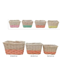 CESTINO BICOLORE RETTANGOLARE SET 3 PEZZI