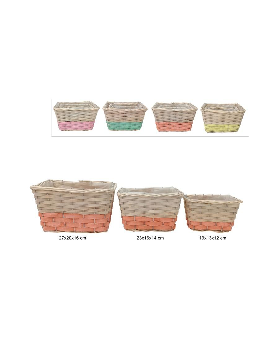 CESTINO BICOLORE RETTANGOLARE SET 3 PEZZI