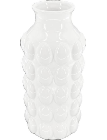 WHITE PEARL LINE CERAMIC VASE 18cm