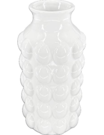 WHITE PEARL LINE CERAMIC VASE 24cm