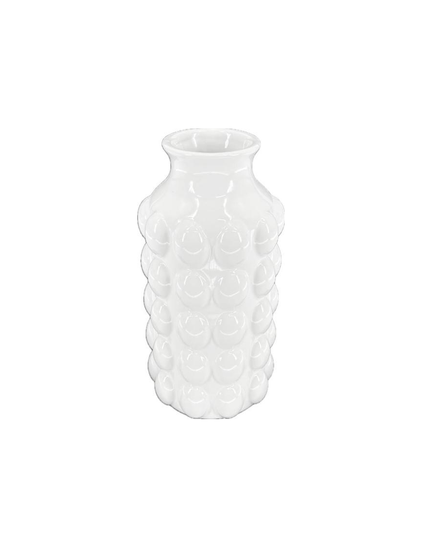 WHITE PEARL LINE CERAMIC VASE 24cm