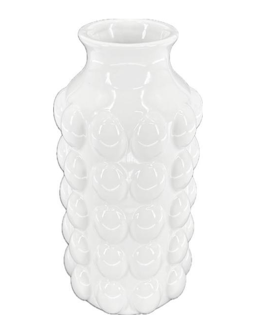 WHITE PEARL LINE CERAMIC VASE 24cm