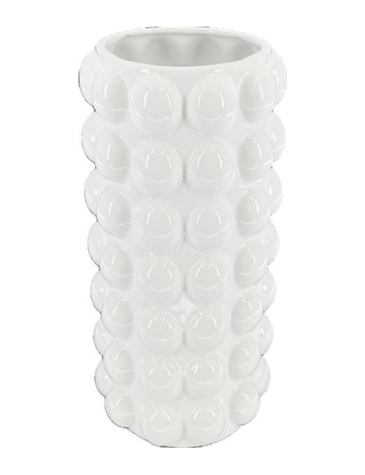 WHITE PEARL LINE ROUND VASE 20cm