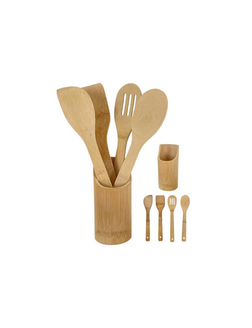 LINEA BAMBOO PORTAMESTOLI+MESTOLI 4 PEZZI