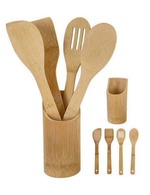 BAMBOO LINE LADLE HOLDER + LADLES 4 PIECES