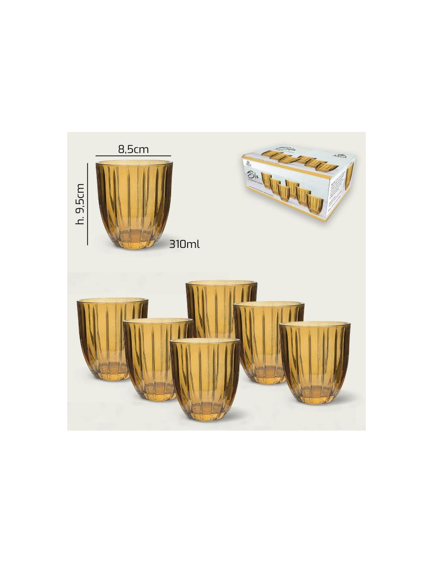 L.VETRO SILIS BICCHIERI ACQUA 6pz AMBRA