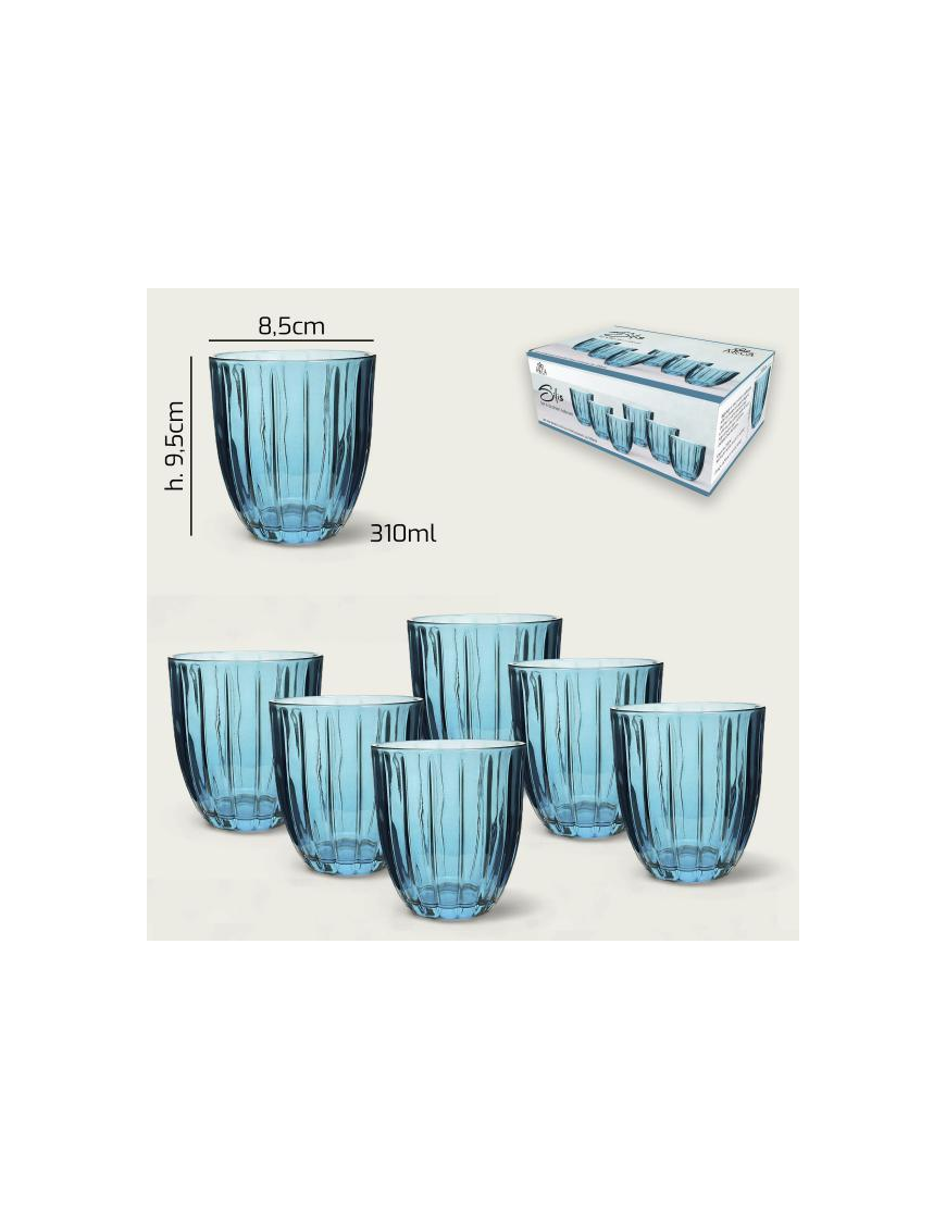 L.VETRO SILIS BICCHIERI ACQUA 6pz BLU