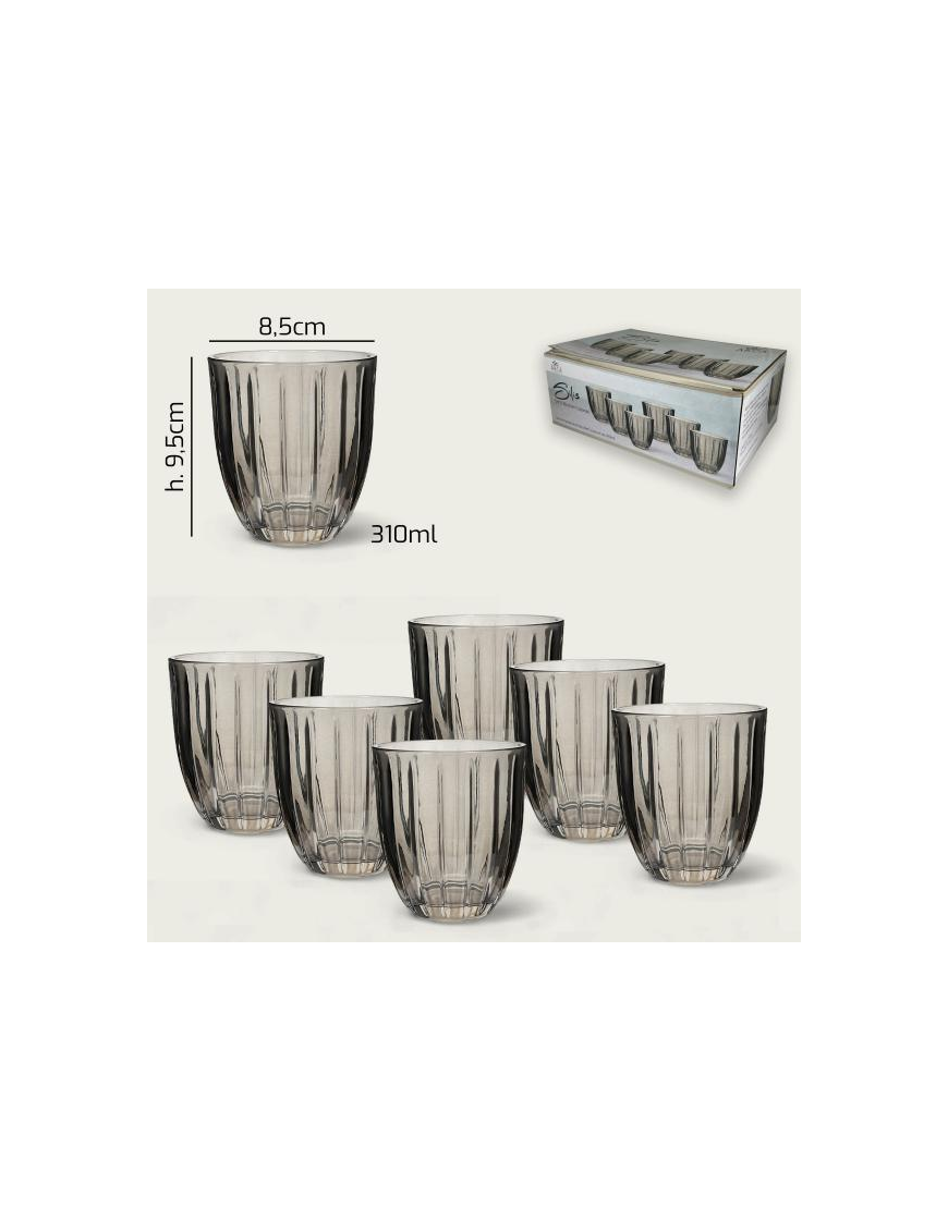 L.VETRO SILIS BICCHIERI ACQUA 6pz FUMO