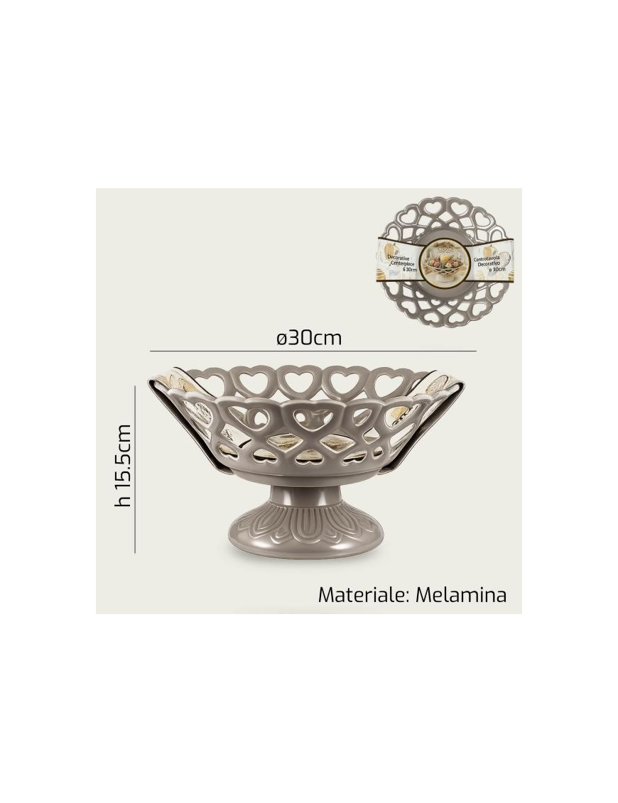 CENTROTAVOLA MELAMINA 30cm GRIGIO