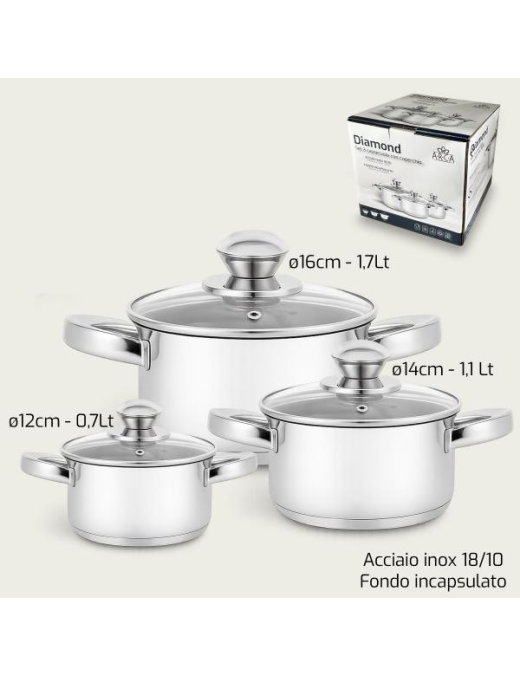 DIAMOND CASSERUOLE 2M 3pz C/COP 1536