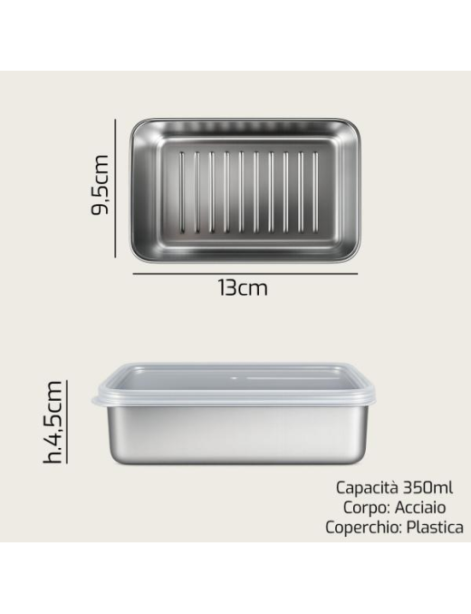 CONTENITORE ACCIAIO 13x9,5x4,5 C/COP