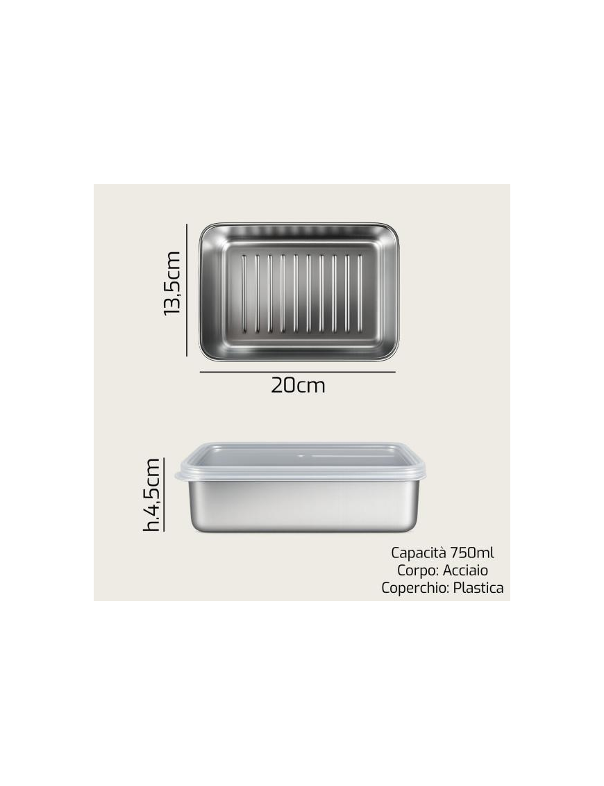 CONTENITORE ACCIAIO 20x13,5x4,5 C/COP