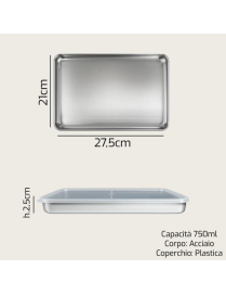 CONTENITORE ACCIAIO 27,5x21x2,5 C/COP