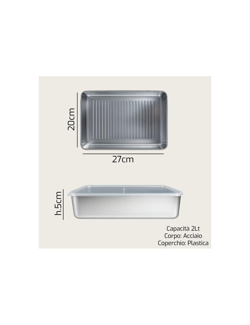 CONTENITORE ACCIAIO 27x20x5 C/COP