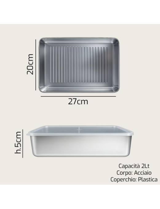 CONTENITORE ACCIAIO 27x20x5 C/COP