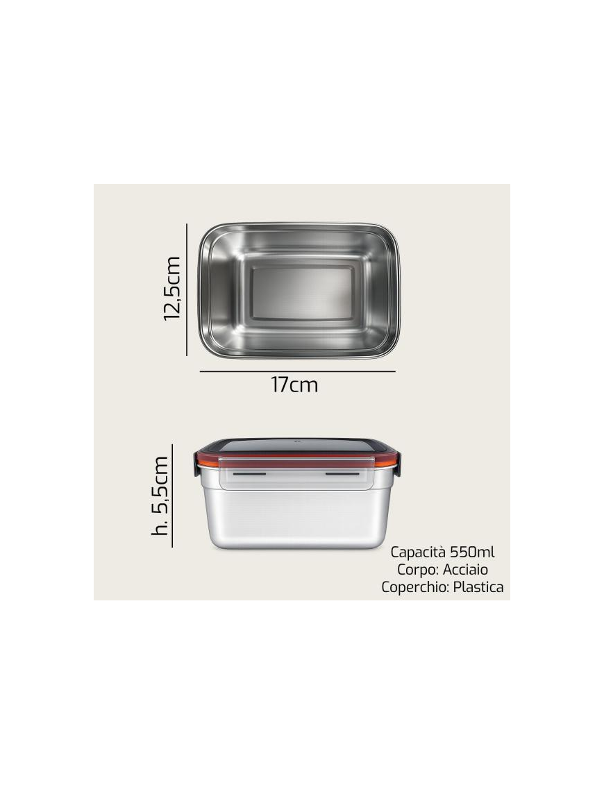 CONTENITORE ACCIAIO 17x12,5x5,5 C/COP