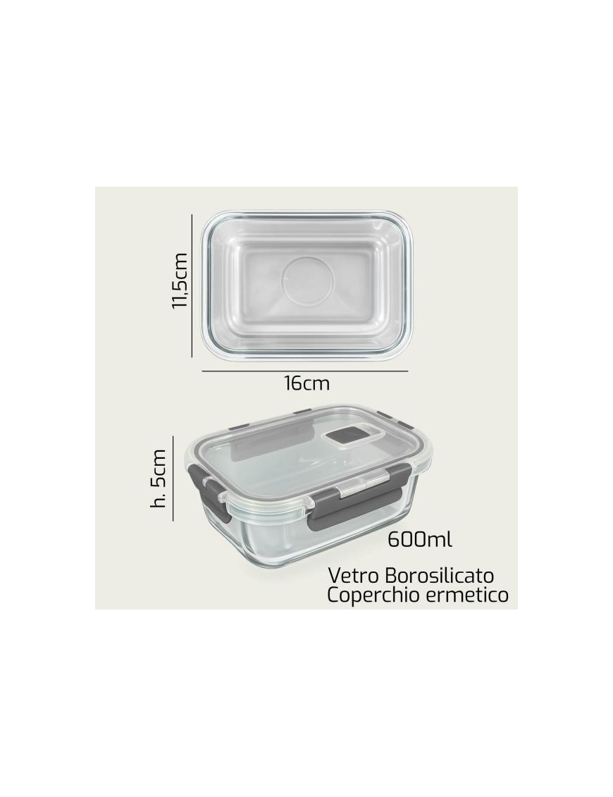 L.VETRO CONTENITORE  RETT 16x11,5x5cm