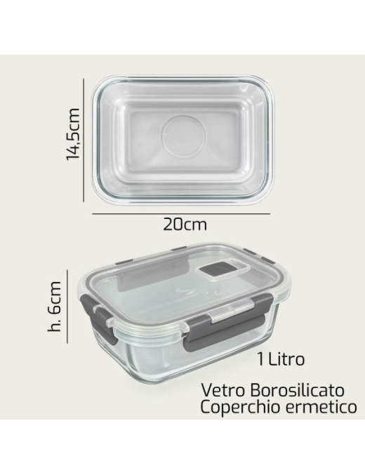 L.VETRO CONTENITORE  RETT 20x14,5x6cm