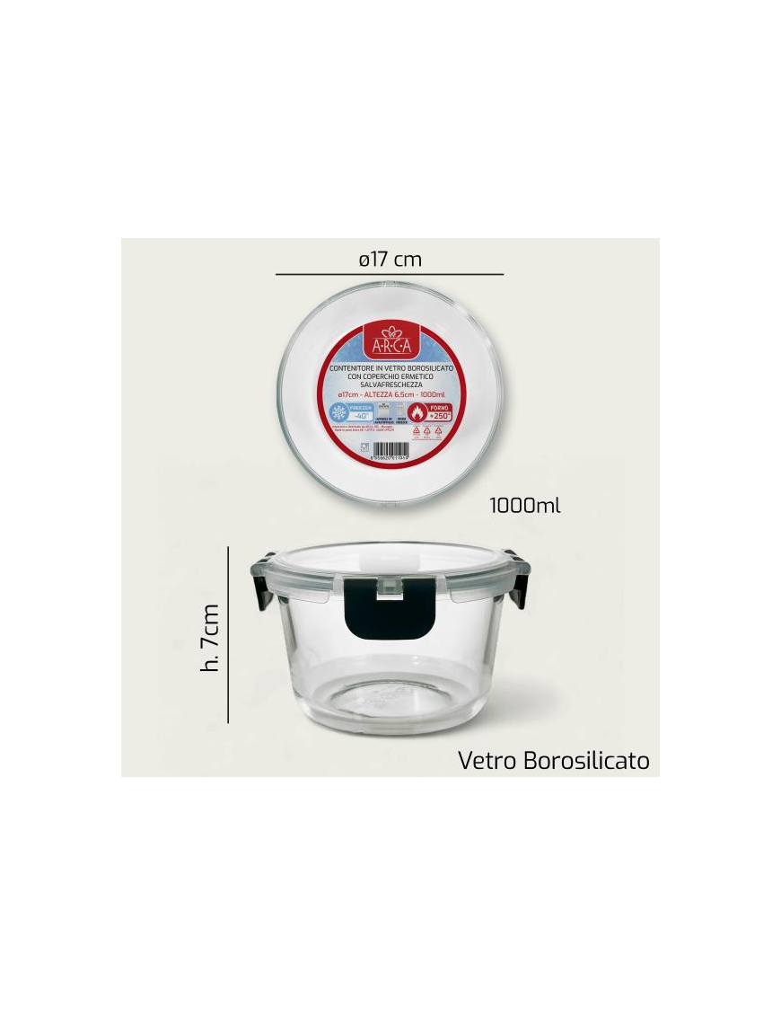 L.VETRO CONTENITORE   TONDO 17x6,5cm