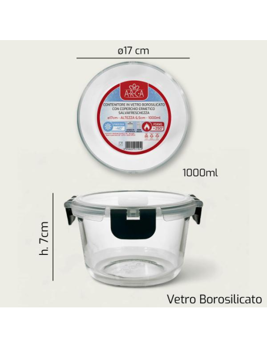 L.VETRO CONTENITORE   TONDO 17x6,5cm