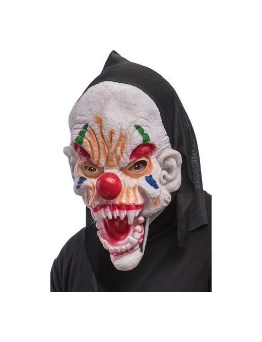 RUBBER CLOWN MASK WITH HOOD