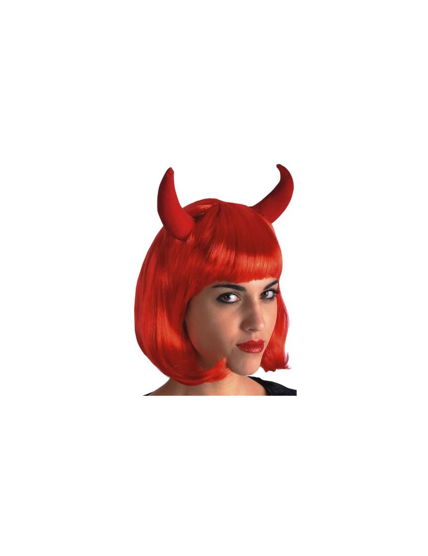 PARRUCCA DONNA ROSSA CON CORNA