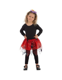 GIRL'S RED TUTU WITH COBWEBS 30cm
