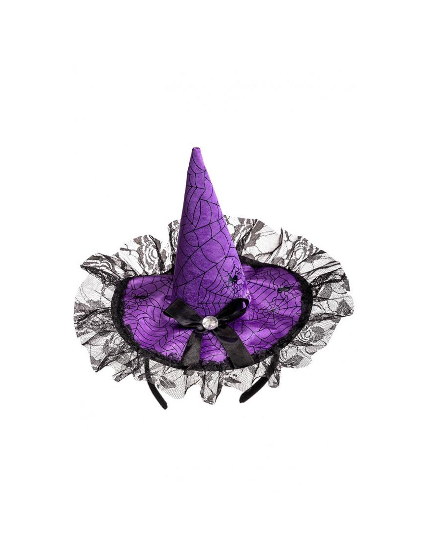 CAPPELLO STREGA RASO VIOLA E FIOCCO