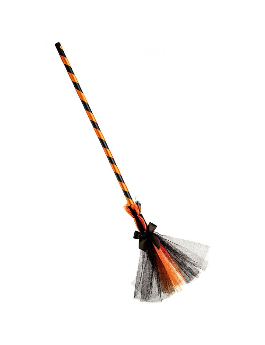 ORANGE WITCH BROOM WITH VOILE