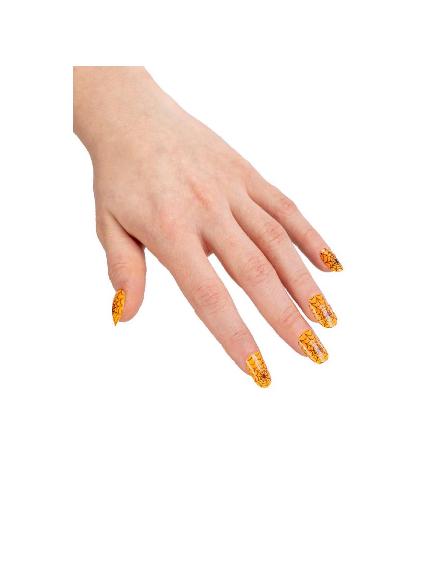 ORANGE NAILS WITH COBWEBS