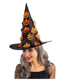 CAPPELLO STREGA NERO CON ZUCCHE