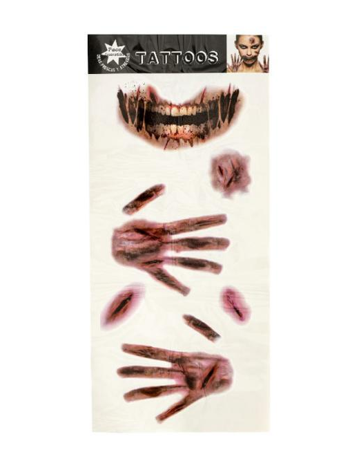 TATTOOS MOUTH, HANDS SCARS