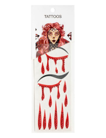 BLOOD FACE TATTOOS WITH RHINESTONE