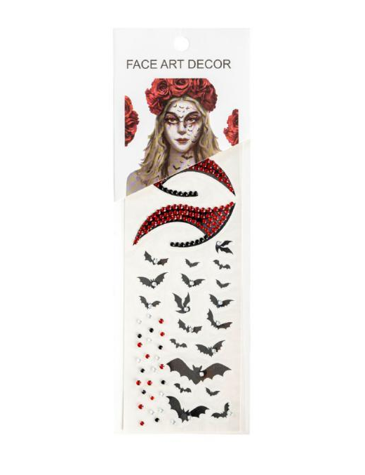 Bats and Rhinestone Face Tattoos