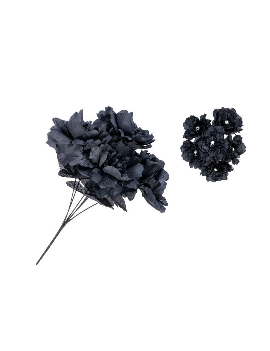 MAZZO FIORI NERI E TESCHI 40cm