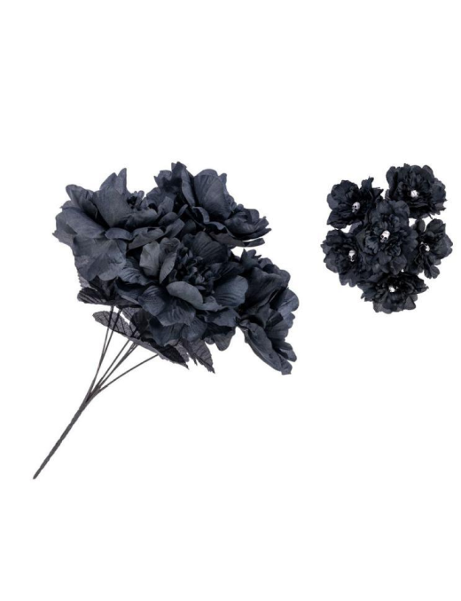 MAZZO FIORI NERI E TESCHI 40cm