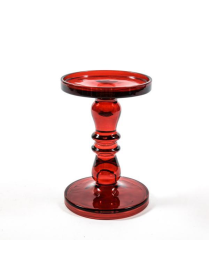 RED GLASS CANDLE HOLDER 13x19 CENTIMETERS