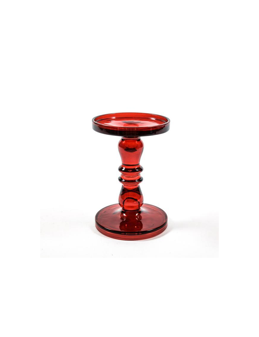 PORTACANDELA VETRO ROSSO 13x19 CENTIMETRI