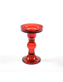 RED GLASS CANDLE HOLDER 8.5x14 CENTIMETERS