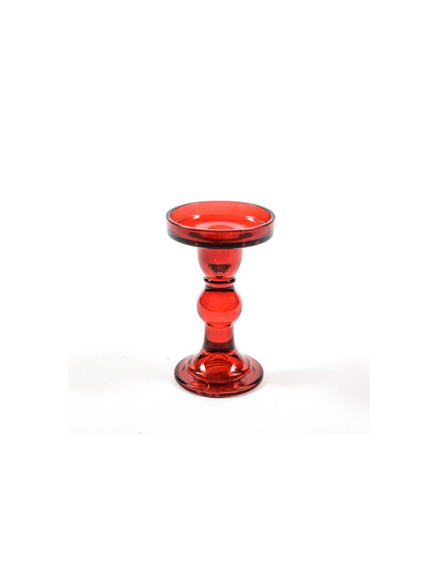 PORTACANDELA VETRO ROSSO 8,5x14 CENTIMETRI