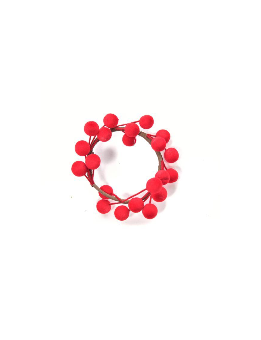 GIROCANDELA BACCHE FLOCCATE ROSSE 5 CENTIMETRI