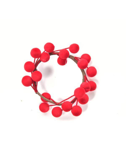 RED FLOCKED BERRIES GYROCANDLE 5 CENTIMETERS