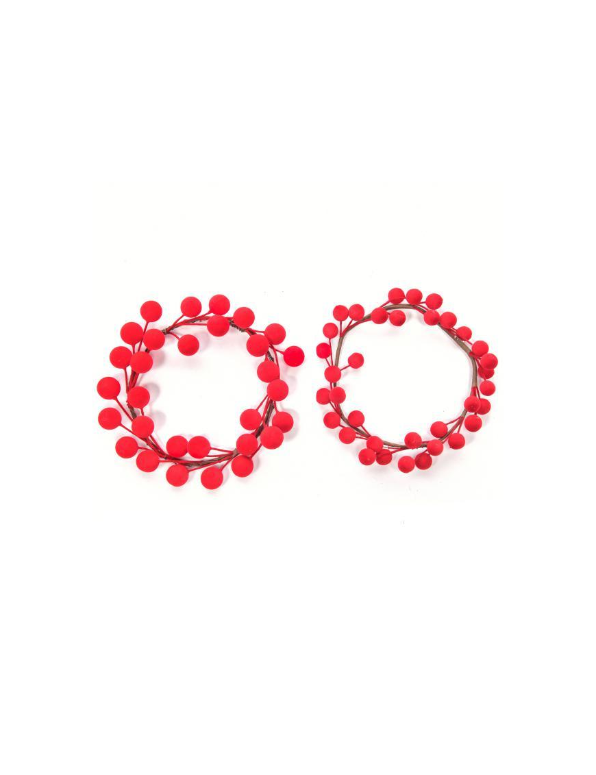 RED FLOCKED BERRIES GYROCANDLE 10 CENTIMETERS