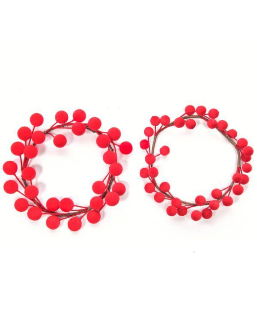 RED FLOCKED BERRIES GYROCANDLE 10 CENTIMETERS