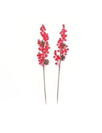 BACCHE FLOCCATE ROSSE PICK 61 CENTIMETRI CON PIGNE